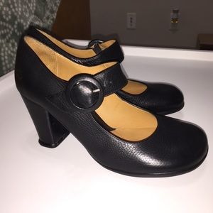 John Fluevog black leather Mary Jane pumps